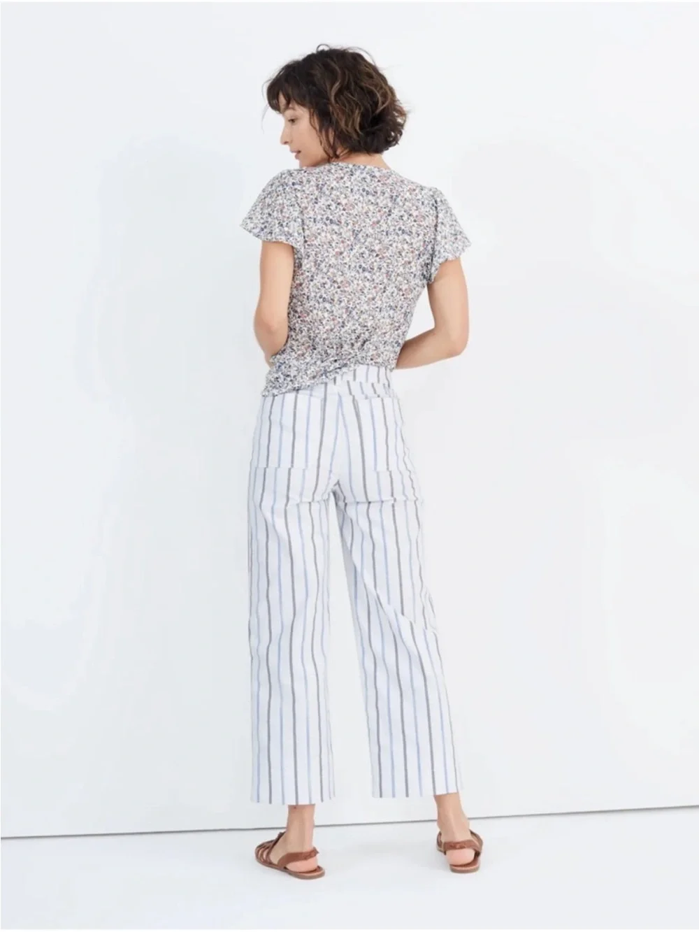 Madewell Slim Emmett Wide Leg Crop Pants 28 Montpellier Stripe NWT High Rise - Picture 6 of 11